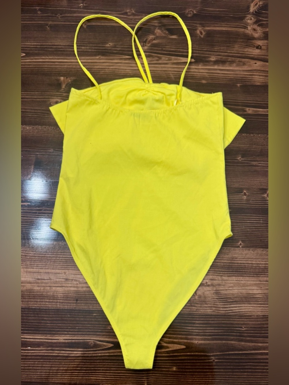 Zara Yellow Bow Front Cross Strap Bodysuit Size S NWOT - Picture 3 of 5